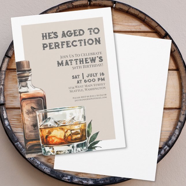 Whiskey Men's Birthday Party Invitation (Whiskey Men's Birthday Party Invitation)