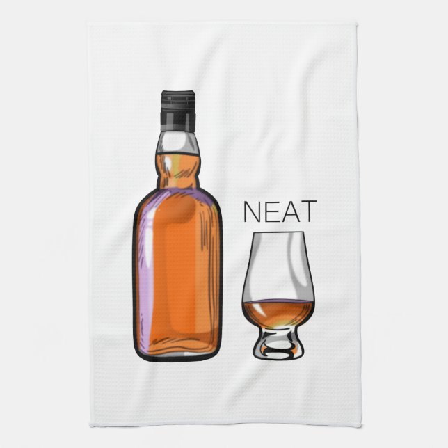 Whiskey Neat Funny Alcohol Drinking Tea Towel (Vertical)