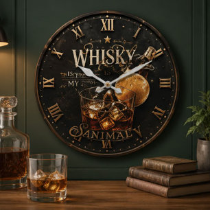 Whiskey Old Fashioned Cocktail Home Bar Large Clock