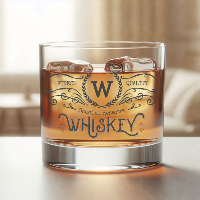 Whiskey Personalised Monogram Vintage Look Whiskey Glass (Creator Uploaded)