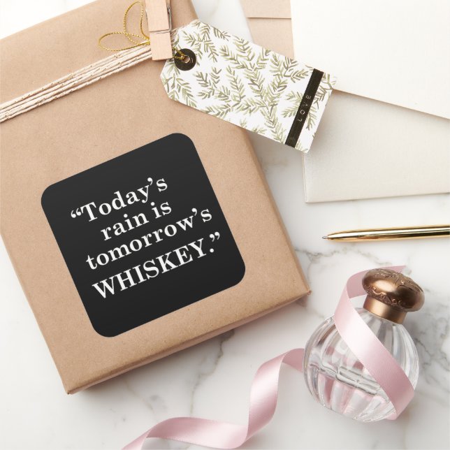 Whiskey quotes funny alcohol sayings gifts square sticker (Gifting)