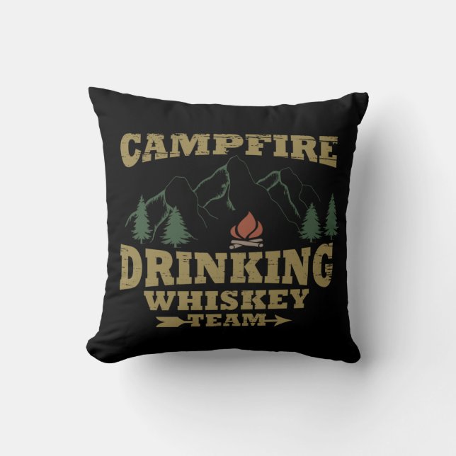 Whiskey quotes funny camping camper sayings  cushion (Front)