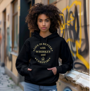 Whiskey quotes funny camping camper sayings  hoodie