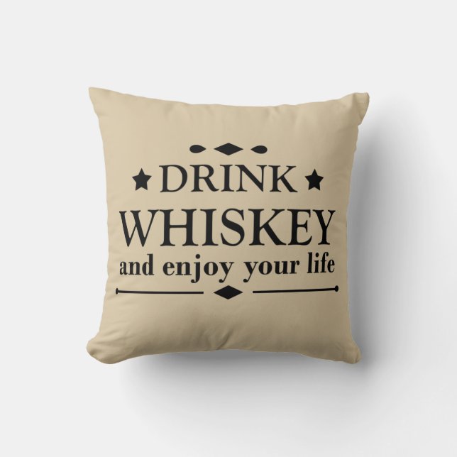 Whiskey quotes funny drinking alcohol sayings  cushion (Front)