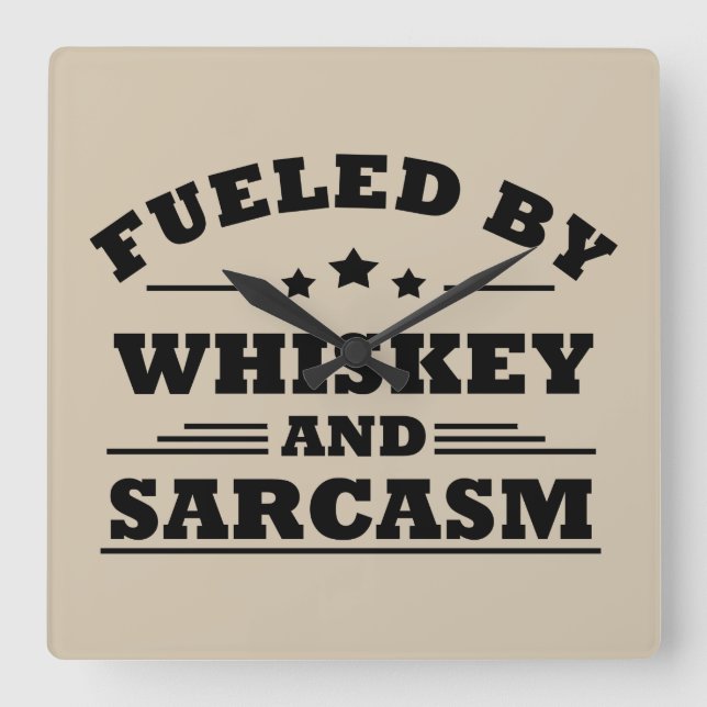 Whiskey quotes funny drinking alcohol sayings square wall clock (Front)