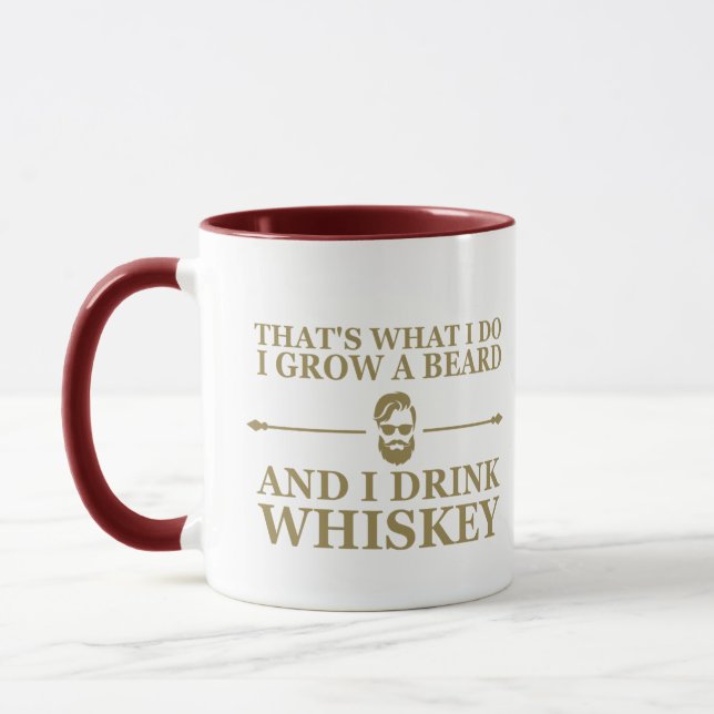 Whiskey quotes with funny bearded sayings mug (Left)