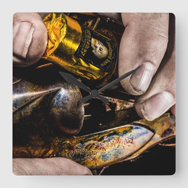 Whiskey Shot Square Wall Clock (Front)