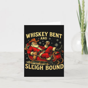 Whiskey Sleigh Bound Cowboy Santa Christmas Card