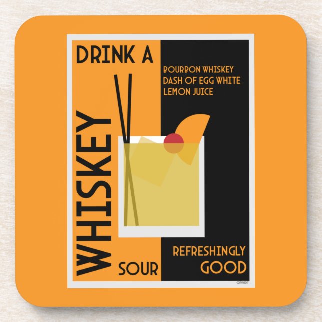 Whiskey Sour Cocktail   Coaster (Front)