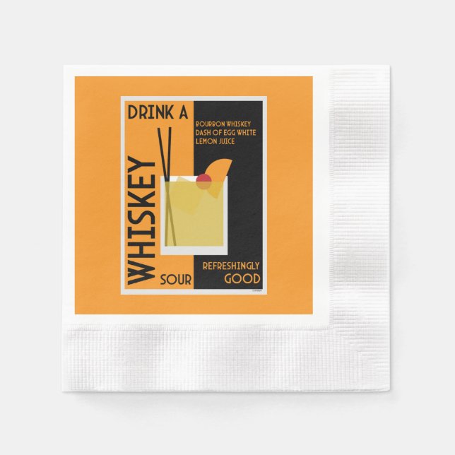 Whiskey Sour Cocktail   Napkin (Front)