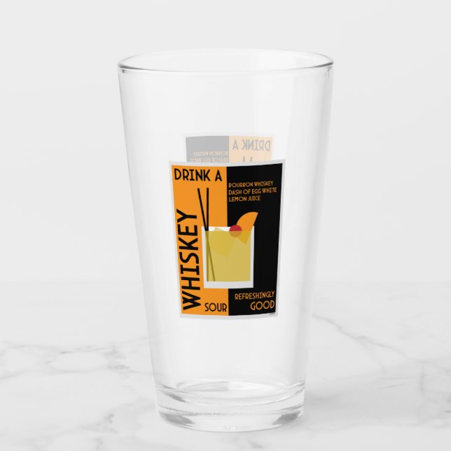 Whiskey Sour Cocktail   Napkin Glass (Front)