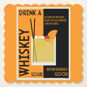 Whiskey Sour Cocktail   Paper Coaster