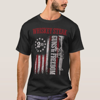 Whiskey Steak Guns Freedom Vintage US Flag Dad Pap T-Shirt