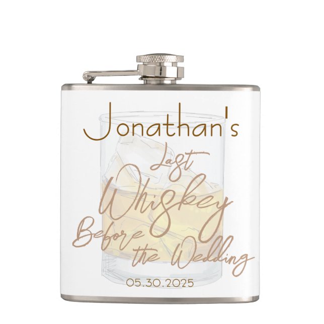 Whiskey Wedding Bachelor Party Hip Flask (Front)