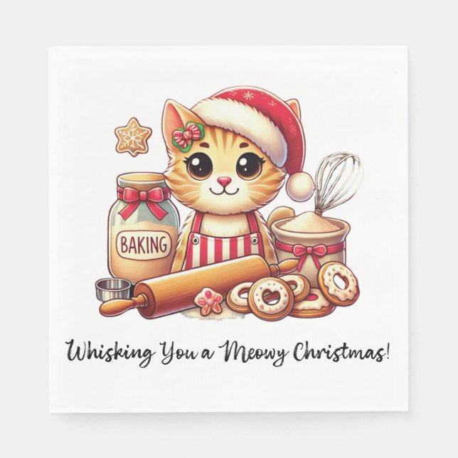 Whisking you a meowy Christmas Napkin (Front)
