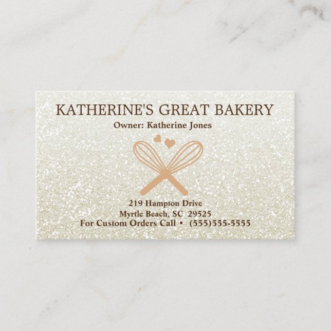  Whisks Love Glitter Bakery Business Card (Front)