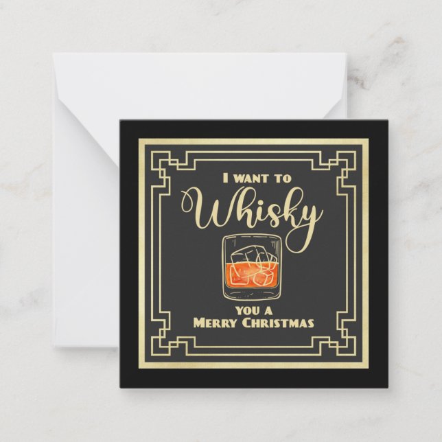 Whisky Christmas Flat Note Card (Front)