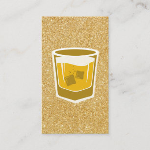 Whisky Glass Gold Glitter Business Card