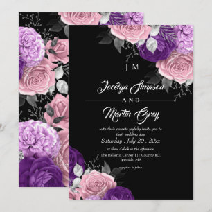 Whismical Divine ⎮Purple Floral Wedding Invitation