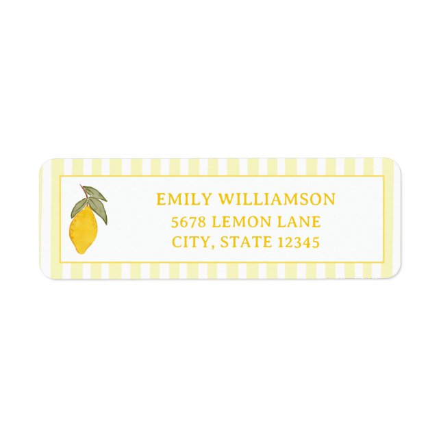 Whismical Stripe Yellow Lemon Return Address (Front)