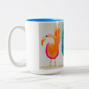 Whismy Birds!  Colourful Mug w/ watercolor 