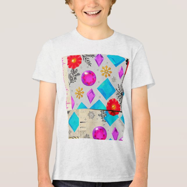 Whisper of Light – Gem Pattern Kids T-shirt Tri-Blend Shirt (Front)