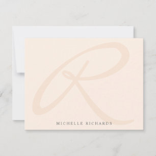 Whisper Pink Elegant Minimalist Monogram and Name Card