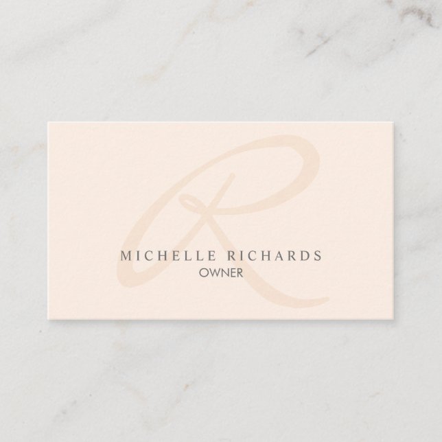 Whisper Pink Elegant Minimalist Monogram Business Card (Front)
