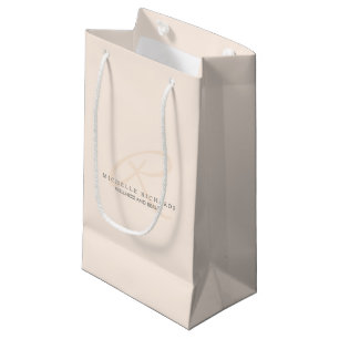 Whisper Pink Elegant Minimalist Monogram Small Gift Bag