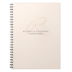 Whisper Pink Elegant Minimalist Monogram Spiral Notebook