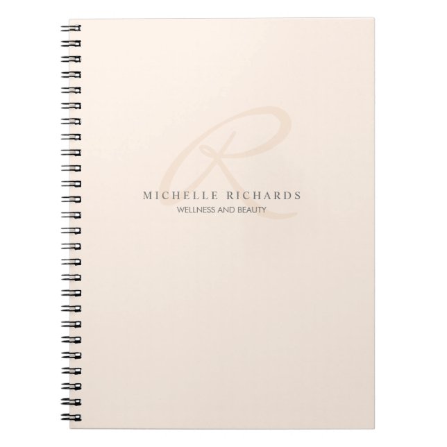 Whisper Pink Elegant Minimalist Monogram Spiral Notebook (Front)