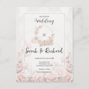 Whisper Soft Pink Floral Romantic Garden Wedding Postcard