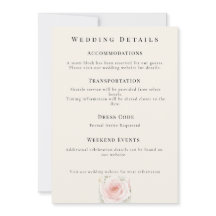 Whispered Petals Minimalist Wedding Details Card