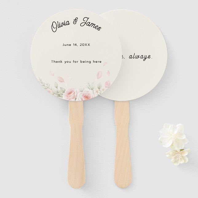 Whispered Petals Round Elegant Minimalist Wedding  Hand Fan (Front and Back)