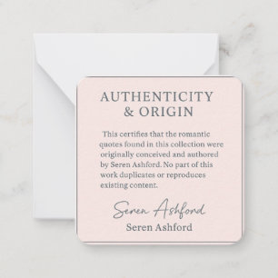 Whispered words- Volume 1_ AUTHENTICITY & ORIGIN Card