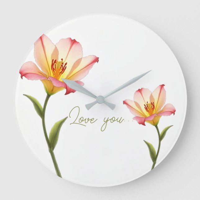 Whispering Affection Lilies Large Clock (Front)