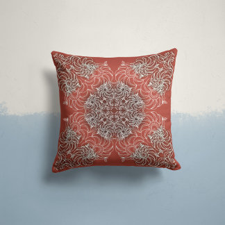 Whispering Blooms in Terracotta Cushion