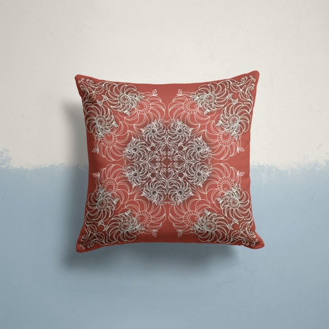 Whispering Blooms in Terracotta Cushion (Creator Uploaded)