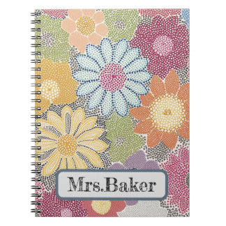 Whispering Blooms Intricate Dot Art Floral Design Notebook