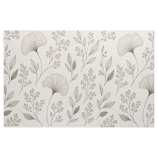 Whispering Botanicals Fabric | Olive Ginkgo Floral (Yard)