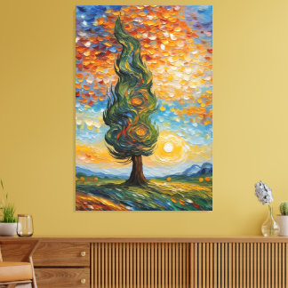 Whispering Cypress at Sunset Canvas Print