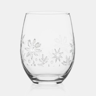 Whispering Frost Bloom Stemless Wine Glass