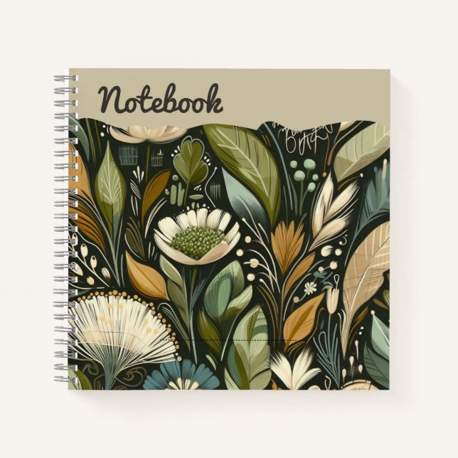  Whispering Garden – Abstract Wild Botanicals Notebook (Front)