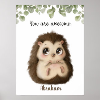Whispering Hedgehog Affirmations Customisable Poster