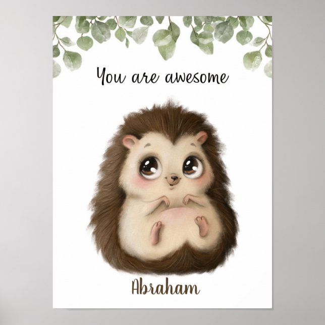 Whispering Hedgehog Affirmations Customisable Poster (Front)