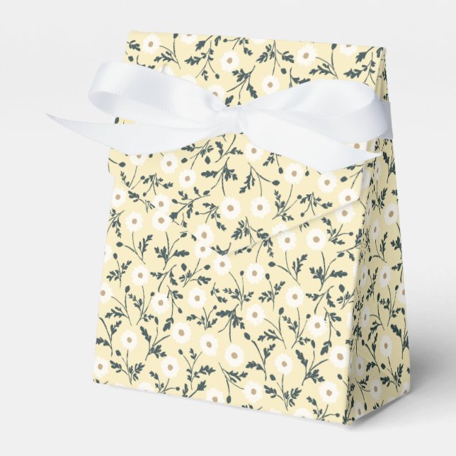Whispering Meadow - Butter Yellow Floral Pattern Favour Box (Front Side)