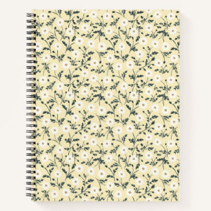 Whispering Meadow - Butter Yellow Floral Pattern Notebook