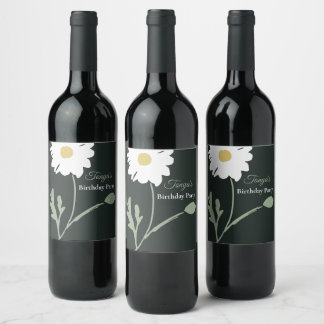 Whispering Meadow - Midnight Garden Daisy Decor Wine Label