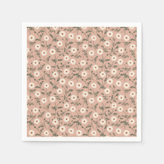 Whispering Meadow - Terracotta Floral Pattern Napkin