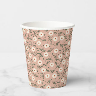Whispering Meadow - Terracotta Floral Pattern Paper Cups